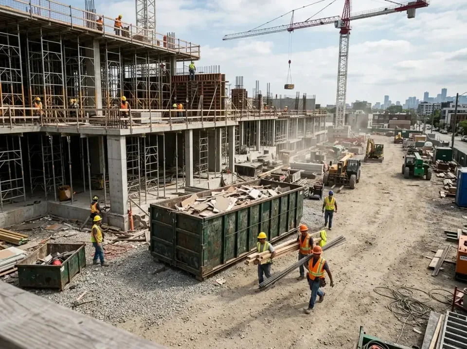 commercial-construction-site-w-002 — frequently asked questions, Low Cost Construction Dumpster Rental in East Bethel, MN